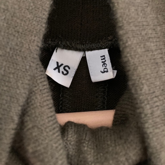meg Olive Green Wool Designer Turtleneck Dress - Picture 2 of 8